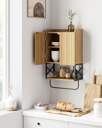 Masupu Bathroom Cabinet Wall Mounted, Wooden Medicine Cupboard with Adjustable Shelves, Space-Saving Wall Storage Unit for Bathroom, Kitchen and Living Room (9" D x 15.35" W x 27.16" H,Modern Oak) - color: Oak, style: Modern