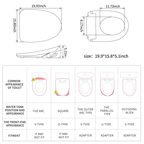 X3 Bidet Toilet Seat, Elongated Smart Toilet Seat with Air Dryer, Bidet Attachment for Toilet Warm Water with Soft Close, Electric Heated Bidet Seat with Self Cleaning Nozzel