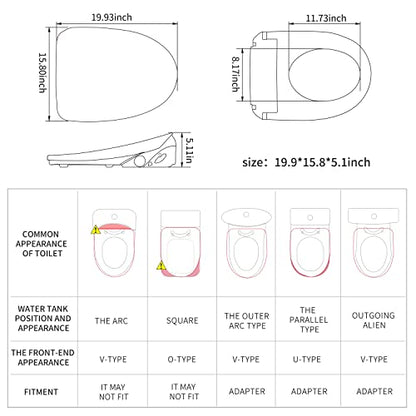 X3 Bidet Toilet Seat, Elongated Smart Toilet Seat with Air Dryer, Bidet Attachment for Toilet Warm Water with Soft Close, Electric Heated Bidet Seat with Self Cleaning Nozzel