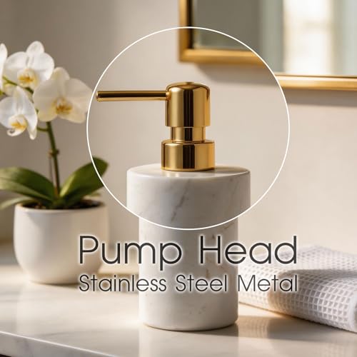 Marble Soap Dispenser, Hand Soap Dispenser for Bathroom Kitchen Countertop - Lotion and Liquid Soap Dispenser (1, White) - color: White