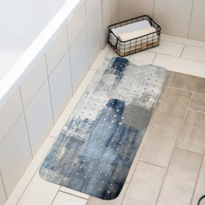 LNOND Blue Bathtub Mat Non Slip, 40 X 16 Inch Tub Mat for Bathroom, Abstract Art Bath Tub Shower Mat with Drain Holes and Suction Cups - color: Blue