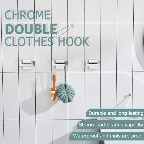 KOKOSIRI Robe Hook Bathroom Double Towel Coat Hooks for Bath Kitchen Wall Mounted, 3 Pack Chrome Stainless Steel B1015CH-P3 - color: Polished Chrome, size: 3 Pack