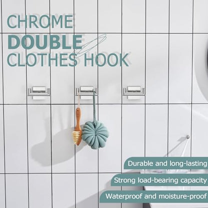 KOKOSIRI Robe Hook Bathroom Double Towel Coat Hooks for Bath Kitchen Wall Mounted, 3 Pack Chrome Stainless Steel B1015CH-P3 - color: Polished Chrome, size: 3 Pack