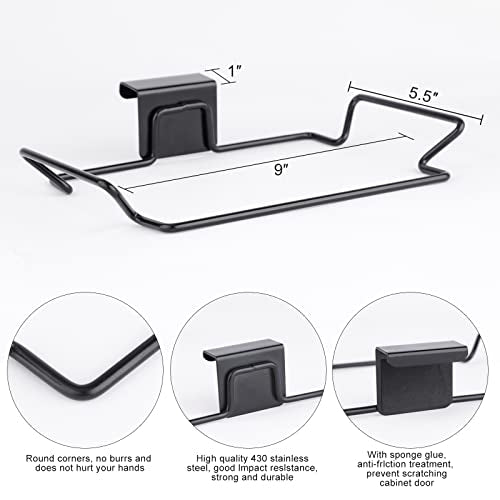 Large Stainless Steel Trash Bag Holder for Kitchen Cabinets Doors and Cupboards, Black - color: Black