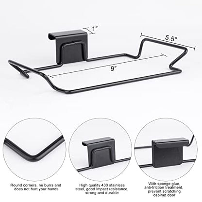 Large Stainless Steel Trash Bag Holder for Kitchen Cabinets Doors and Cupboards, Black - color: Black