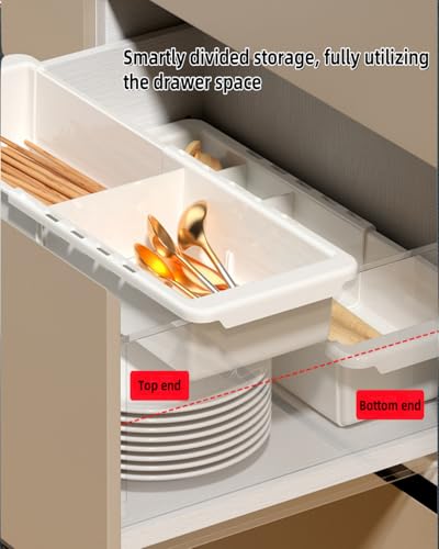 Deep Drawer Organizer, Expandable Storage Trays with Adjustable Dividers, 18.11” White Plastic Storage Tray for Office Supplies, Kitchen,Bathroom,Junk & Tool Drawers, Makeup - 2 Pack