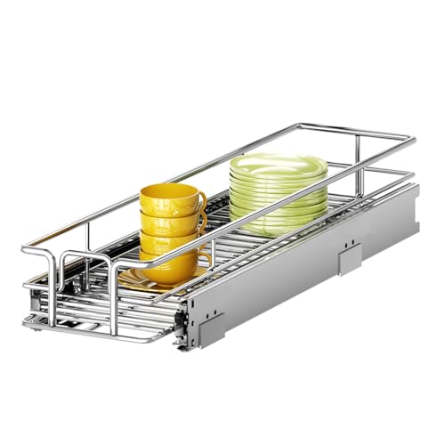 Pull Out Cabinet Organizer 7½" W x 21½" D, Heavy Duty Cabinet Pull Out Shelves, Slide Out Drawers Organization for Kitchen Cabinets Bathroom - color: 1 Tier, size: 7½"W x 21½"D