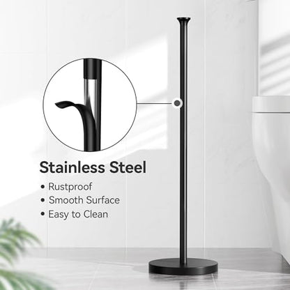 Toilet Paper Holder Stand(with Reserve Function), Free-Standing Spare Rolls Storage Holder, Stainless Steel, Modern Design - color: Matte Black