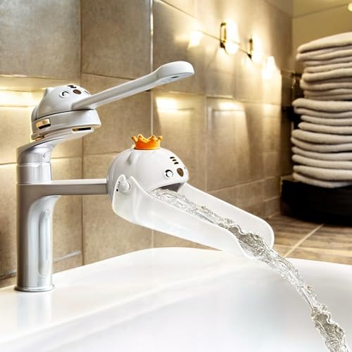 2PCS/Set Faucet Handle Extender for Kitchen and Bathtub Sink, Tap & Nozzle Hand Wash Helper for Sink & Bathroom Spout, Universal Sink Handle Extenders, Animal Design (White)