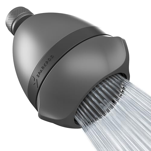 SparkPod High Pressure Shower Head, 3 Inch Fixed Showerhead, Charcoal Grey | Rain, Pulsating & Combo Modes, Helps Boosts Low Water Pressure, Anti-Clog Nozzles, Easy Install - color: 5. Charcoal Grey