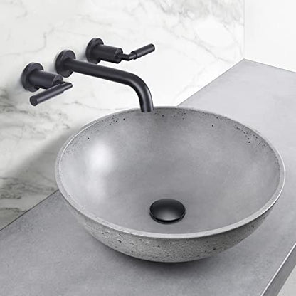 RBROHANT Black Wall Mount Faucet with Pop up Drain Set for Sink Without Overflow, Matte Black Dual Handle Wall Mounted Bathroom Sink Faucet, Brass Rough-in Valve Included, RB0735D - color: Matte Black, style: Lever Handle Faucet with Drain