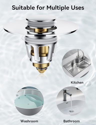 Bullet Core Bathroom Sink Stopper, 1 Pack Universal Pop-Up Drain Plug Fits 1.1–1.5 Inch US Standard Sinks
