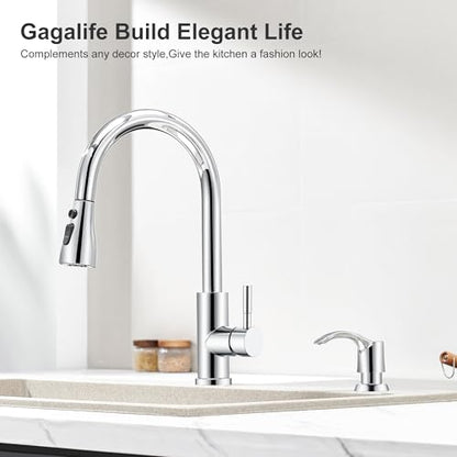 Kitchen Sink Soap Dispenser with 17 Ounce Large Bottle, G080C | Chrome, Built in Sink Soap Dispenser, Soap Dispenser for Kitchen Sink, Refill from Top - color: Chrome, size: with Bottle