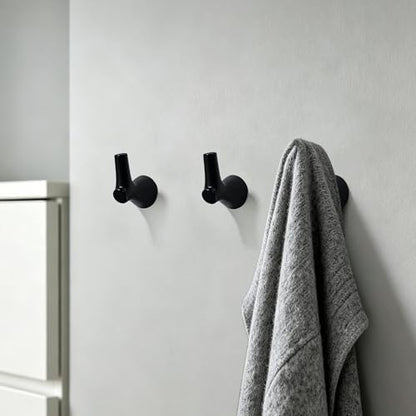 AVICCI 5 Pack Towel Hooks Matte Black Coat Hooks, Zinc Alloy Heavy Duty Bathroom Hooks Wall Mounted for Robes & Towels Hand Towel Hook Holder Kitchen, Bathroom Accessories - color: Matte Black