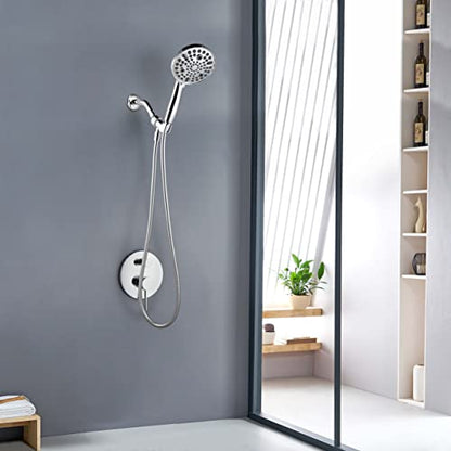 Shower Head with Handheld,High Pressure 10 Spray Modes Showerhead,Chrome | 4.7”Detachable Showerhead Set with 5ft Hose, Adjustable Bracket and Built-in Power Wash to Clean Tub, Tile & Pets - Chrome - color: Polished Chrome
