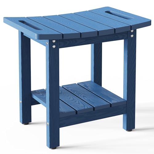 HIPS Shower Benches for Inside Shower, Shower Stool with Space-Efficient Storage Shelf, Waterproof Shower Chair Seat for Spa Bathroom(Navy Blue) - color: Navy Blue