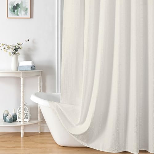 Aiyufeng Cream Shower Curtain, Embossed Textured Fabric Shower Curtain for Bathroom - Soft Cloth & Hotel Spa Luxury, Water Repellent, Machine Washable, 72X72, Cream - color: Cream, size: 72"W x 72"L (Pack of 1)