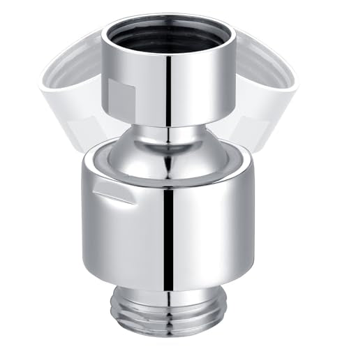 Hibbent All Metal Shower Head Swivel Ball Joint Adapter, Solid Brass Adjustable Shower Arm Connector, Showerhead Extension, Universal Showering Component, Polished Chrome - color: Chrome