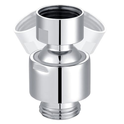 Hibbent All Metal Shower Head Swivel Ball Joint Adapter, Solid Brass Adjustable Shower Arm Connector, Showerhead Extension, Universal Showering Component, Polished Chrome - color: Chrome