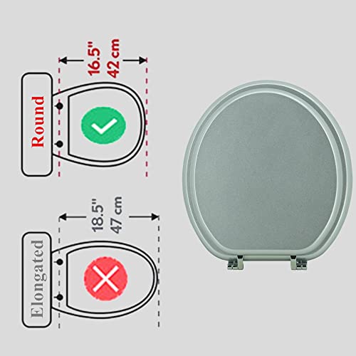 Round Toilet Seat Wood Toilet Seat Prevent Shifting with Zinc Alloy Hinges American Standard Size Toilet Seat Easy to Install also Easy to Clean(Round,Sparkling ClassicalSilver) - color: Classical Silver, size: Round