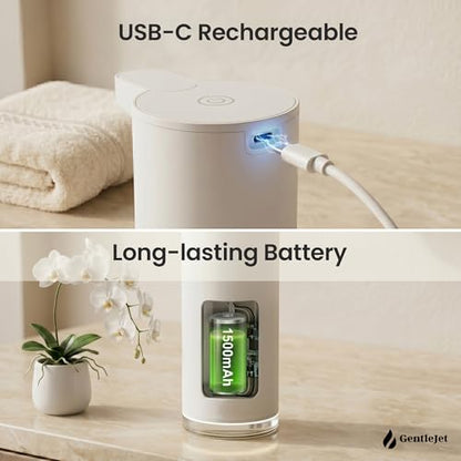 GentleJet EasyFoam Automatic Foaming Soap Dispenser, Touchless USB-C Rechargeable Sensor Pump, 304 Stainless Steel, Adjustable Foam, IPX5 Water-Resistant for Bathroom & Kitchen, 10 fl oz / 300 mL - color: White