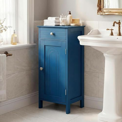 Blue Free-Standing bathroom Cabinet with Drawer &2 Adjustable Shelves | Storage, Bathroom - color: Blue