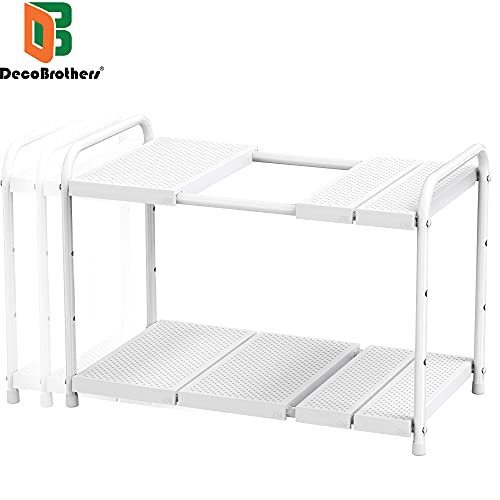 Deco Brothers Under Sink 2 Tier Expandable Shelf Organizer, White - color: White