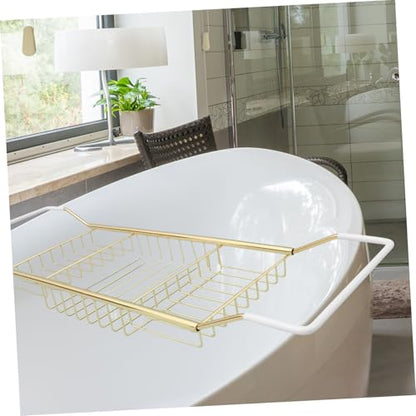 Luxshiny Stainless Steel Bathtub Tray Expandable - Shower Rack for Bathing Essentials Holder for Phone Soap Towels Reading Materials Finish - color: Golden