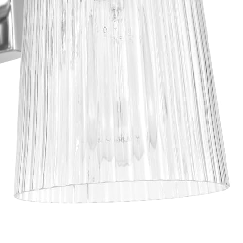 Globe Electric 4-Piece All-in-One Bathroom Set, Chrome Finish, 3-Light Vanity Light with Clear Ribbed Glass Shades, Towel Bar, Toilet Paper Holder, Towel Ring - color: Silver