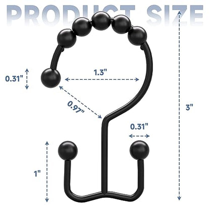 Titanker Shower Curtain Hooks Rings, Rust Resistant Metal Double Glide Shower Hooks Rings for Bathroom Shower Rods Curtains, Set of 24 Hooks - Black - color: Black-24pack, style: Modern