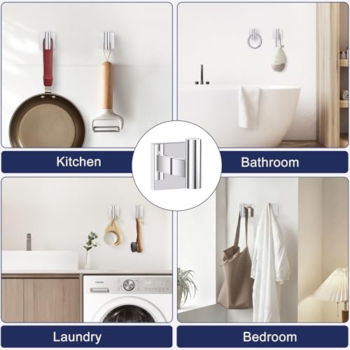 Towel Ring Set 4 Piece Bathroom Hardware Set Includes Towel Ring 2 Towel Hooks and Toilet Paper Holder Stainless Steel Wall Mounted (Polished Chrome) - color: Polished Chrome, size: Set D