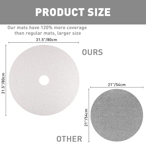 Shower Mat Non Slip: 31 Inch Diameter Extra Large Round Shower Mats with Drain Hole in Middle - Soft Loofah Great Drainage Shower Stall Matt for Inside Shower - color: White, size: 31" (Round)