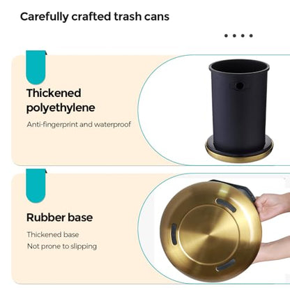 2.6Gal/10L Gold Bathroom Trash Small Small Bedroom Swing lid Trash can - color: gold