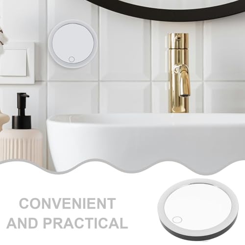 10x Magnifying LED Makeup Mirror with 3 Suction Cups, 4-inch Rechargeable Lighted Vanity Mirror for Travel and Bathroom Use
