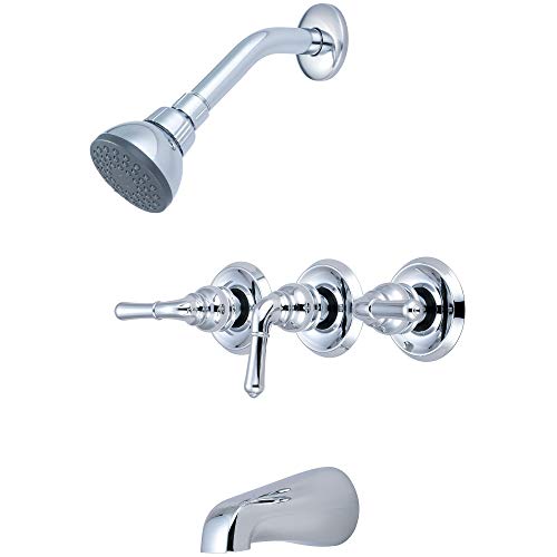 Olympia Faucets P-3230-BN Three Handle Tub/Shower Set, Tarnish Resistant Polished Chrome Finish - color: Polished Chrome