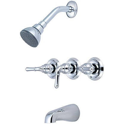 Olympia Faucets P-3230-BN Three Handle Tub/Shower Set, Tarnish Resistant Polished Chrome Finish - color: Polished Chrome