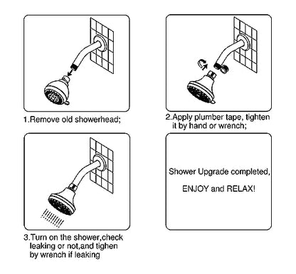 High Presssure Shower head, Premium Chrome Bathroom Fixed Showerhead, 5 Spray Settings Showerheads for Low Water Flow- Excellent Shower Head Replacement for Luxury Shower Experience