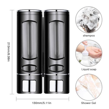 Hand Liquid Soap Dispenser Wall Mounted, 400ml Bathroom Shower Dispenser, Shower Pump Dispenser and Organizer for Bathroom Kitchen Hotel, Refillable Liquid Lotion Soap Dispenser (2Pcs) - color: Black 2pcs