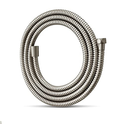 OFFO Shower Hose, Brushed Nickel 100 in Kink Free Stainless Steel Shower Hose Attachment Electroplating Handheld Shower Head Hose Flex Hoses Extension with Brass Insert & Nut for Pet Bathing Cleaning - color: Brushed Nickel, size: 100 in
