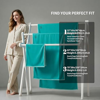 PROIRON Microfiber Towel,Quick Dry & Super Absorbent Towel,Travel & Gym & Camping Towel Lightweight for Swimming,Beach,Gym-32 x16“ - color: Teal