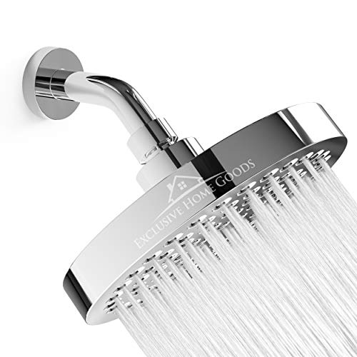 Heatsistence-Luxury Rainfall Shower Head - High-Pressure showerhead Jets, rain shower head Ant-Clog Silicone Nozzles (1.8 GPM, Deluxe Chrome) - color: Deluxe Chrome, size: California 1.8 GPM, 6 Inch Diameter