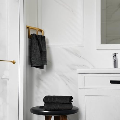 6 Piece Hand Towels Set 16 x 28 Inches, Black | 100% Cotton, Lighter Weight, Quick to Dry, 16 x 28 Inches, Super Soft & Absorbent, Perfect for Bathroom & Kitchen - color: Black