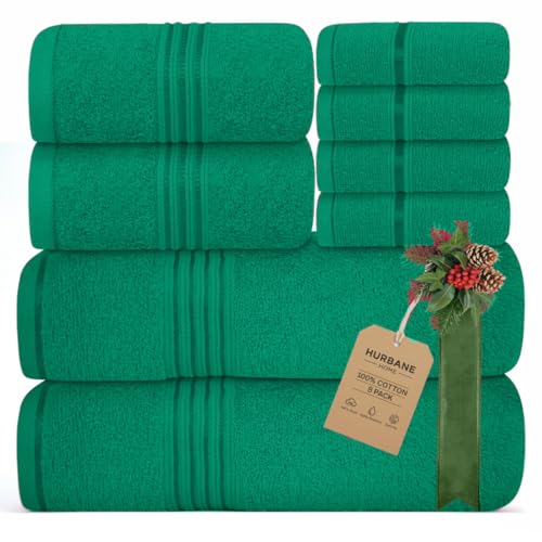 8 Piece Bath Towels for Bathroom - 100% Cotton, Soft Absorbent Bathroom Towels Set - 2 Extra Large Bath Towels, 2 Hand Towels & 4 Washcloths - Hotel Spa Thick Plush Towel, Kelly Green - color: Kelly Green (Pack of 8)