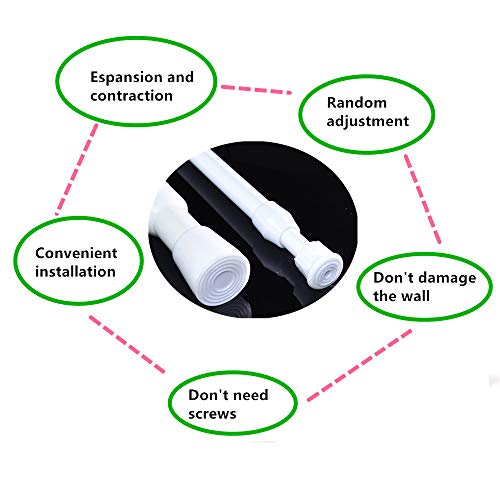 4 Pack Tension Rods, 21.6-35.4 Inch Adjustable Spring Steel Cupboard Bars Tension Curtain Rod Shower Rod Extendable Width (White) - color: White, size: 21.6-35.4 inch