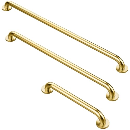 Grab Bar Bundle Gold for Commercial Residential Restrooms - ADA Compliance - 304 Stainless Steel -1.5" Diameter - 18", 36", 42" - Pack of 3 - color: Gold
