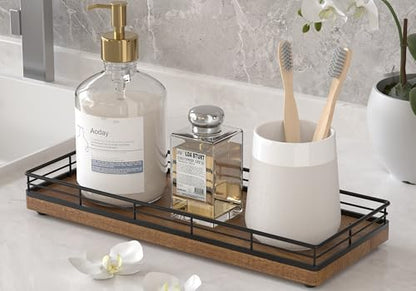 Acacia Wood Bathroom Vanity Tray, 11" L Small Countertop Tray for Dresser, Table, Kitchen Counter, Coffee Bar - color: Acacia, size: 11" x 4.3" x 1.5"
