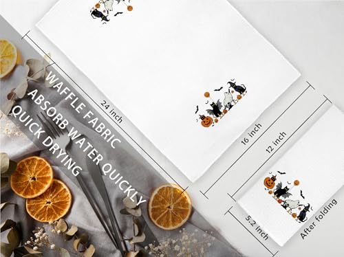 Jvpke Cat Pumpkin Kitchen Towels, Tea Towels and Hand Towels - Halloween Kitchen and Bathroom Decor, Cat Gifts 16x24 in - color: Halloween Cat