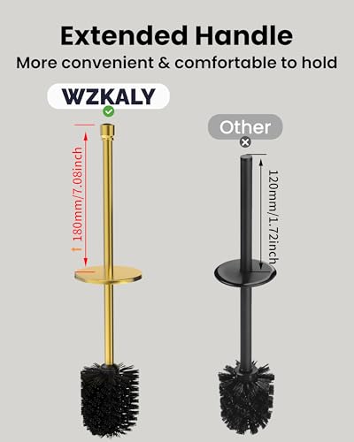 Toilet Brush and Holder Set, Toilet Bowl Brush for Bathroom with Long Handle, Stainless Steel Toilet Cleaner Brush with Durable Scrubbing Bristles,Splash-Prooft (Brushed Gold) - color: Brushed Gold