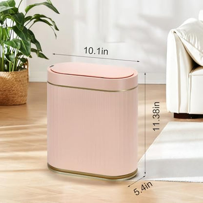 SYNCVIBE Bathroom Sensor Trash Can with Lid, 2 Gallon, Automatic Lid, Pink | 7.5 Liter Smart Garbage Bin, Slim IPX5 Waterproof Plastic Wastebasket, Small Trash Bin for Bedroom, Office and Living Room - color: Pink