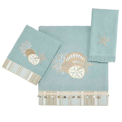 Avanti Linens - Hand Towel, Soft & Absorbent Cotton Towel (By the Sea Collection, Mineral) - color: Mineral, size: Hand Towel